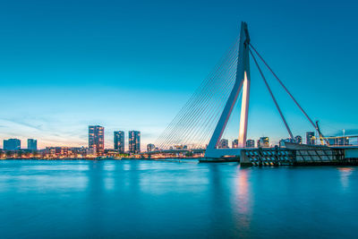 Panoramic view of the erasmus bridge in rotterdam.