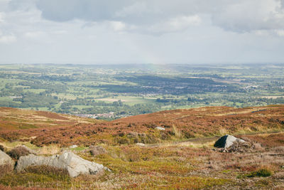 Scenic view of landscape against cloudy sky