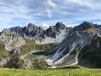 Panoramic view of landscape and mountains against sky