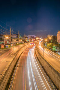 Light trails on highway at night