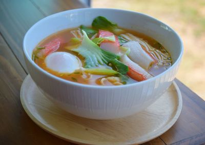 Close-up of soup in bowl