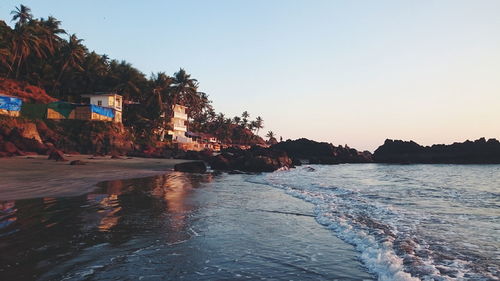 Scenic view of calm sea at sunset