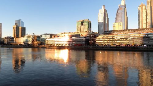 City skyline with river in background