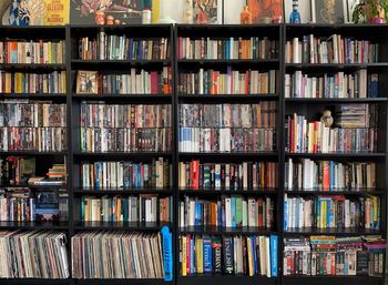 Full frame shot of books in shelf