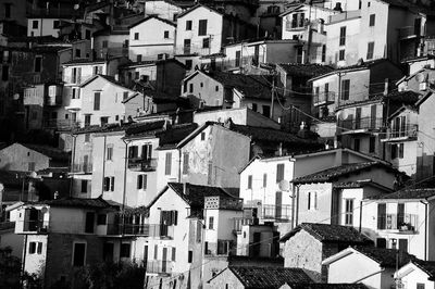 High angle view of buildings in city