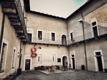 Low angle view of buildings in town