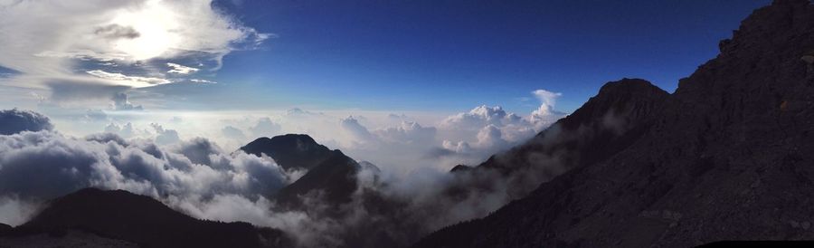 Low angle view of mountains against sky