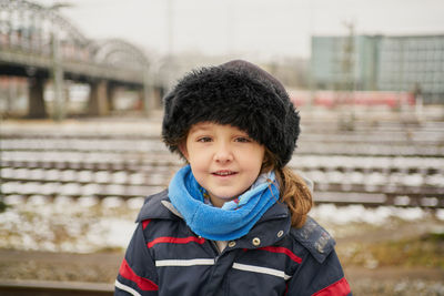 Cute girl on railway station
