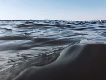 Close-up of rippled water against clear sky