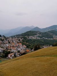 High angle view of townscape against sky