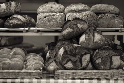 Breads in shelf at bakery for sale