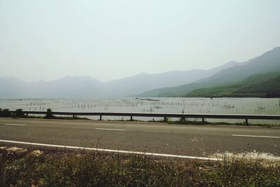 Scenic view of lake against clear sky