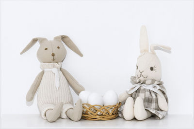 Close-up of stuffed toy against white background