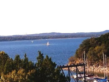 Scenic view of sea against clear sky