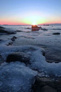 Scenic view of sea against sky during sunset