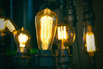 Close-up of illuminated light bulbs