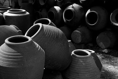 Close-up of earthenware pots