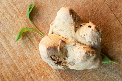 High angle view of bread