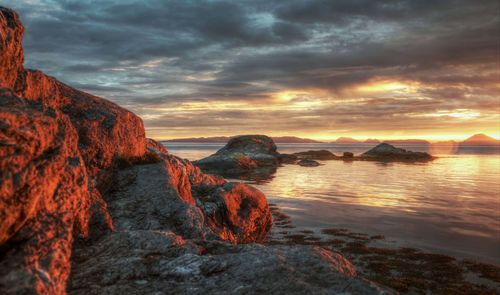 Scenic view of sea against cloudy sky