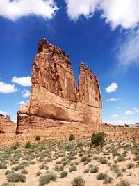 Low angle view of rock formation