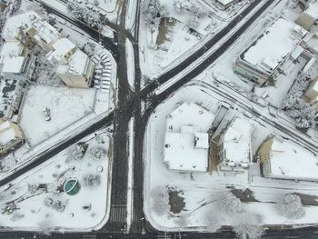 High angle view of abandoned building in city