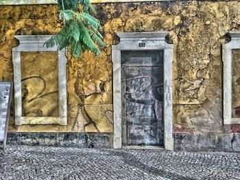 Closed door of old building