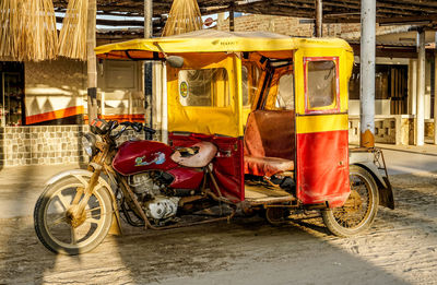 Horse cart on street in city