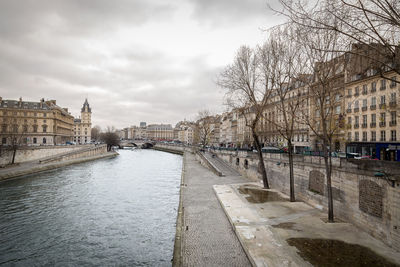 View of river passing through city