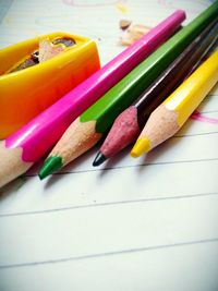 Close-up of multi colored pencils