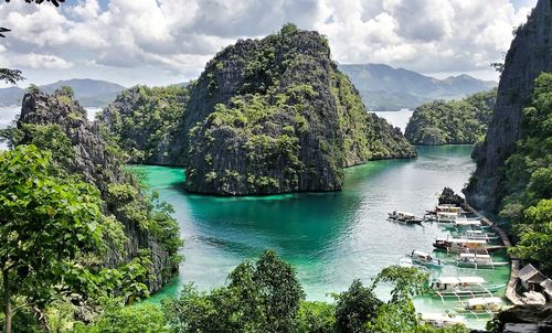 High angle view of idyllic coron island