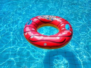 High angle view of red swimming pool