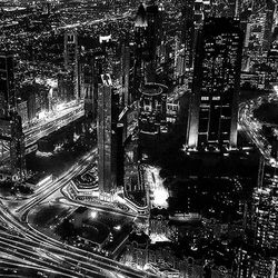 View of illuminated cityscape at night