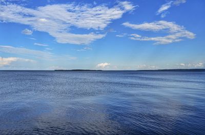 Scenic view of sea against blue sky