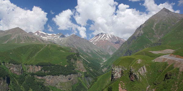 Panoramic view of mountains against sky