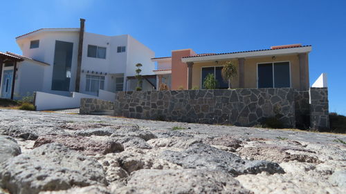 Exterior of building against clear blue sky