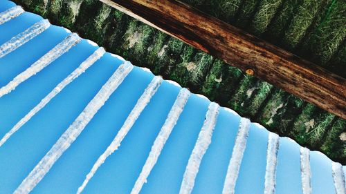 Low angle view of roof during winter