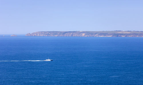 Scenic view of sea against clear sky