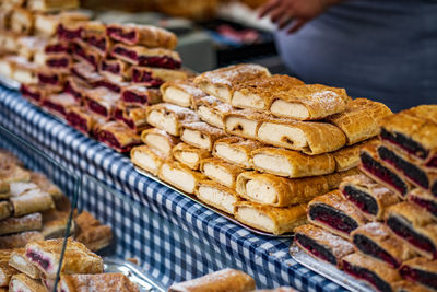 Close-up of chocolate cake in store