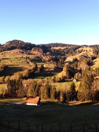 Scenic view of landscape against clear sky