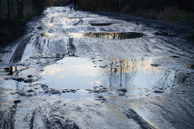 Surface level of frozen lake