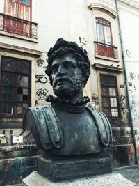 Close-up of statue in city