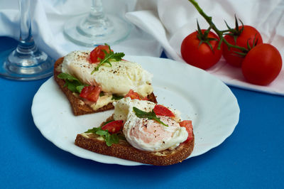 Close-up of breakfast served on table