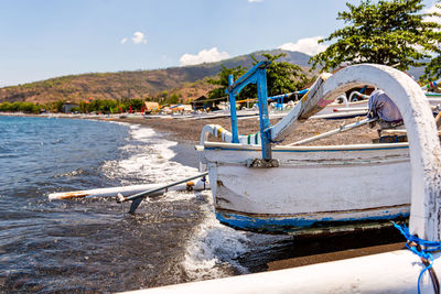 Traditional balinese boats in amed, bali, indonesia