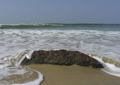 Scenic view of sea against clear sky