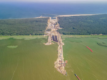 High angle view of water on land