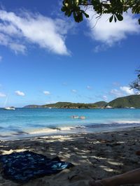 Scenic view of sea against blue sky