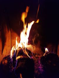 Close-up of bonfire at night