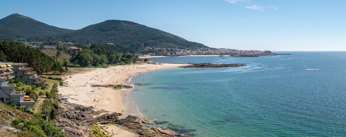 Scenic view of sea against blue sky