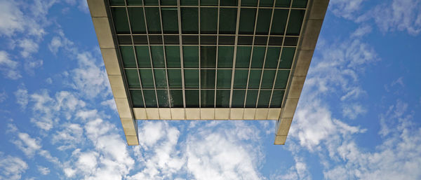 Low angle view of modern building against sky