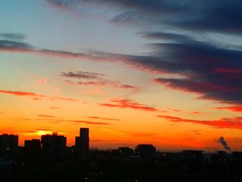 Silhouette buildings against sky during sunset